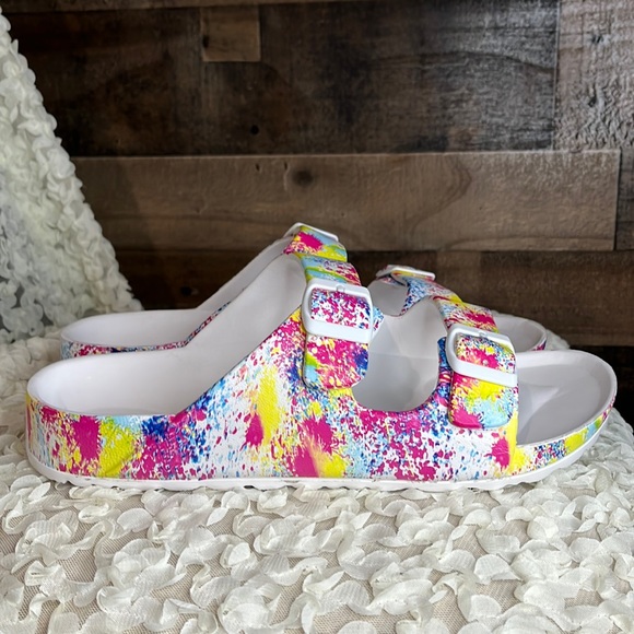 MIA Shoes - MIA Colorful Splatter Slide Sandal Size 10